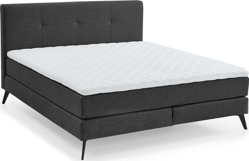 Tmavě šedá boxspring postel 160x200 cm