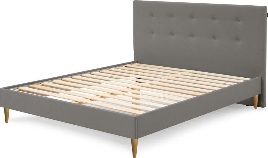 Antracitová čalouněná dvoulůžková postel s roštem 180x200