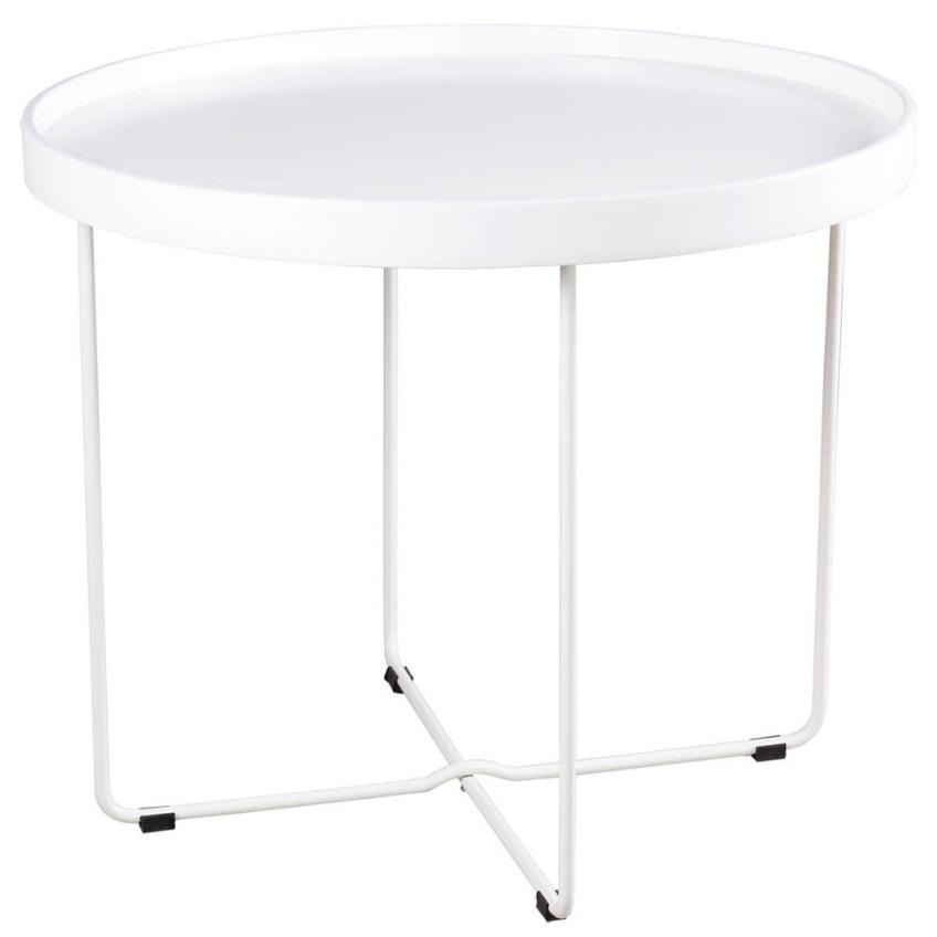 Bílý lakovaný kulatý konferenční stolek Somcasa