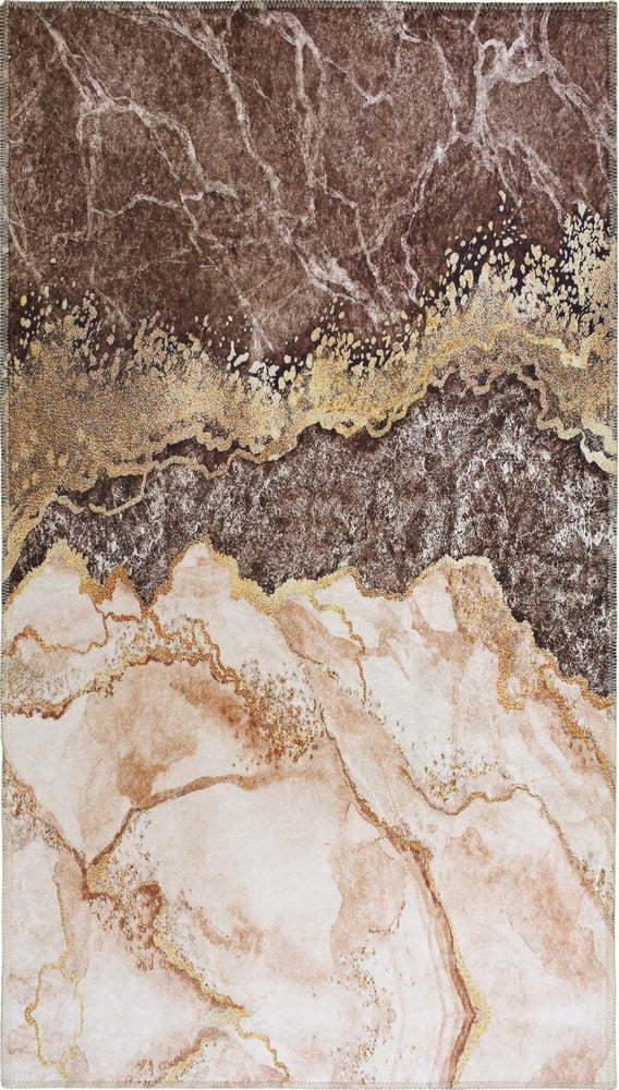 Koňakově hnědo-krémový pratelný koberec 230x160