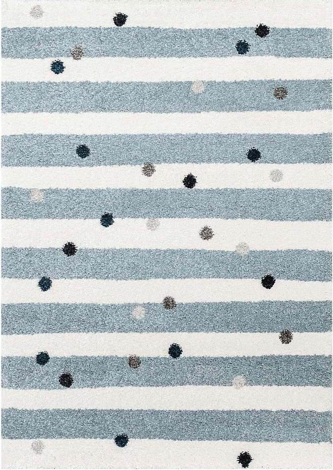 Bílo-modrý antialergenní dětský koberec 230x160 cm Stripes
