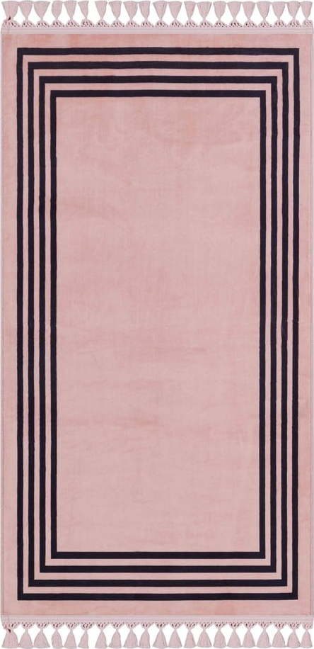 Růžový pratelný koberec 200x100 cm
