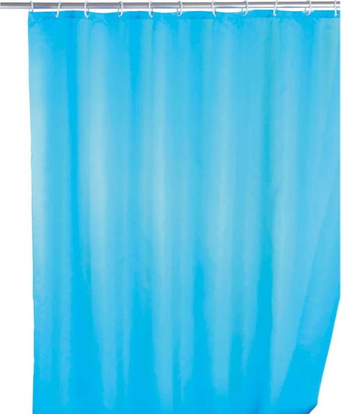 Světle modrý sprchový závěs s protiplísňovou