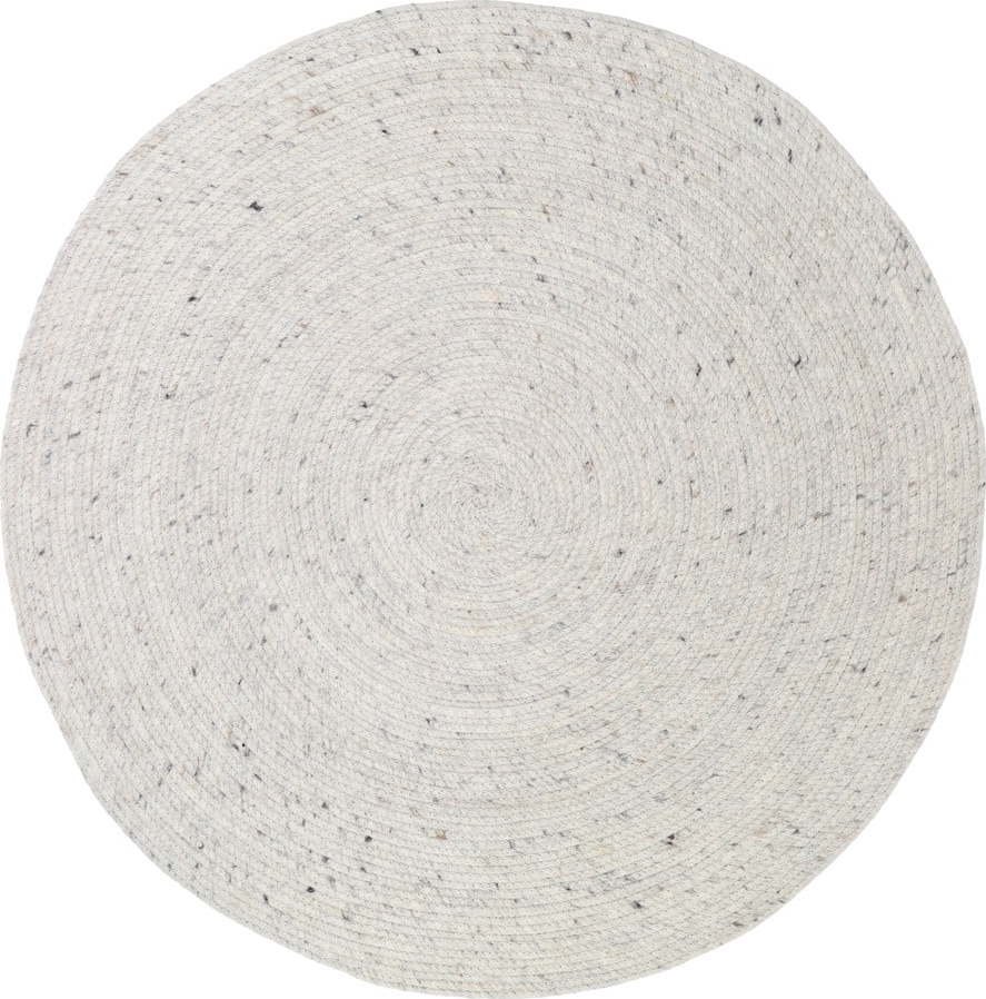 Bílo-šedý ručně vyrobený koberec ze směsi vlny