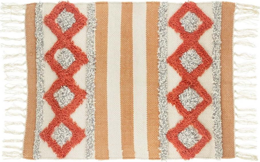 Oranžovo-bílý koberec s vysokým podílem bavlny Sass