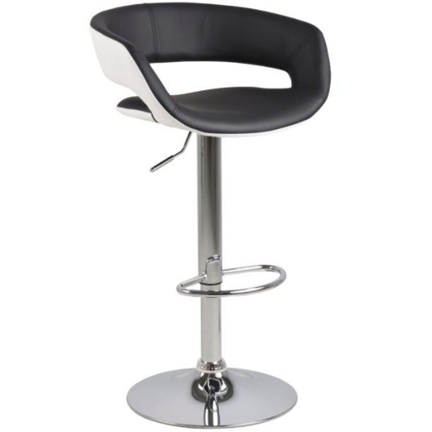 Scandi Černá koženková otočná barová židle