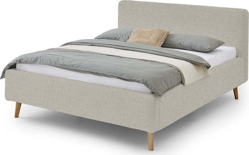 Béžová čalouněná dvoulůžková postel 160x200 cm