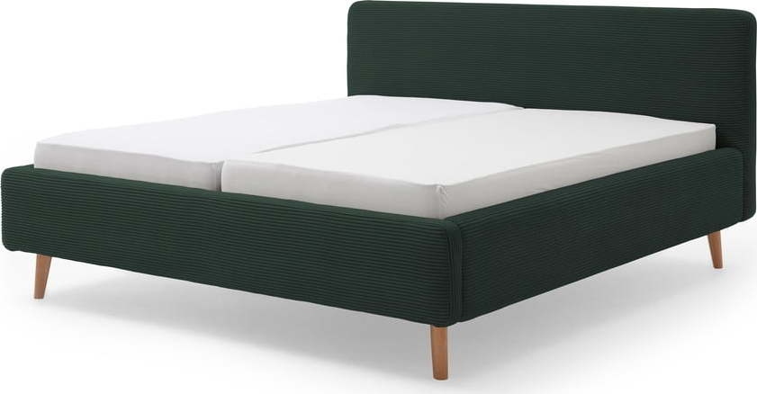 Tmavě zelená čalouněná dvoulůžková postel 180x200 cm