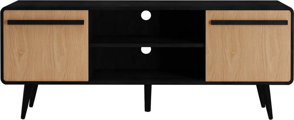 Černý TV stolek v dekoru dubu 140x53