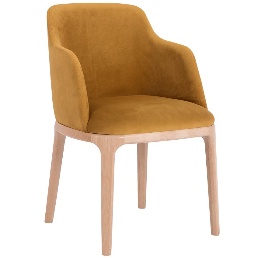 Nordic Design Žlutá sametová jídelní židle