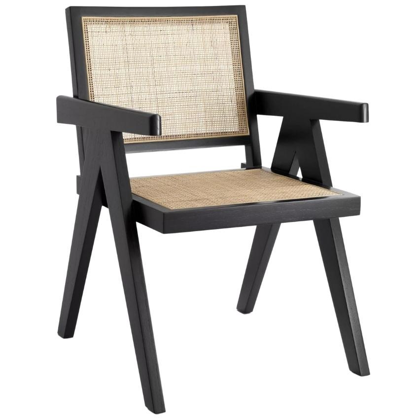 Černá dřevěná jídelní židle Eichholtz Aristide