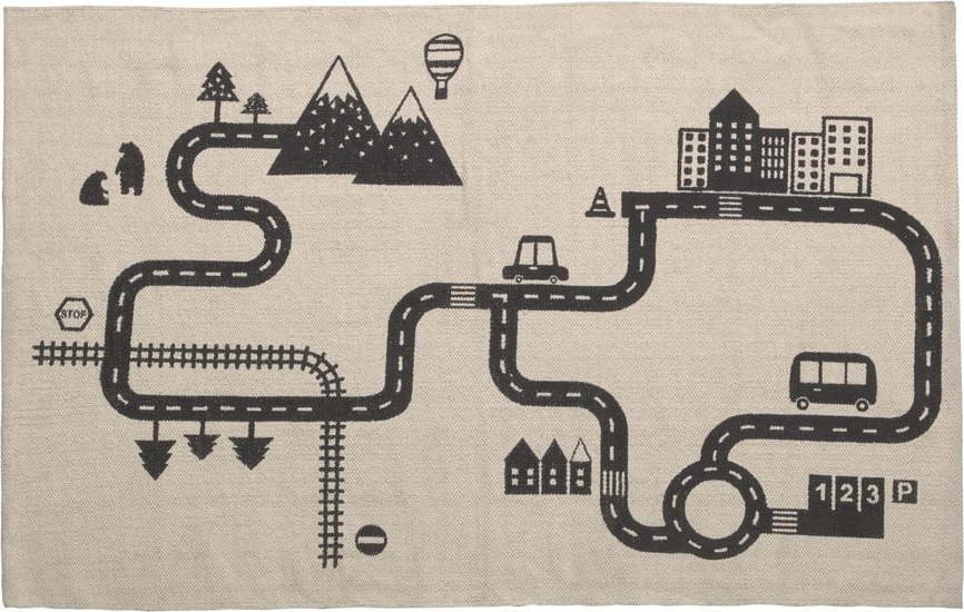 Béžovo-černý dětský koberec z organické bavlny Kave Home
