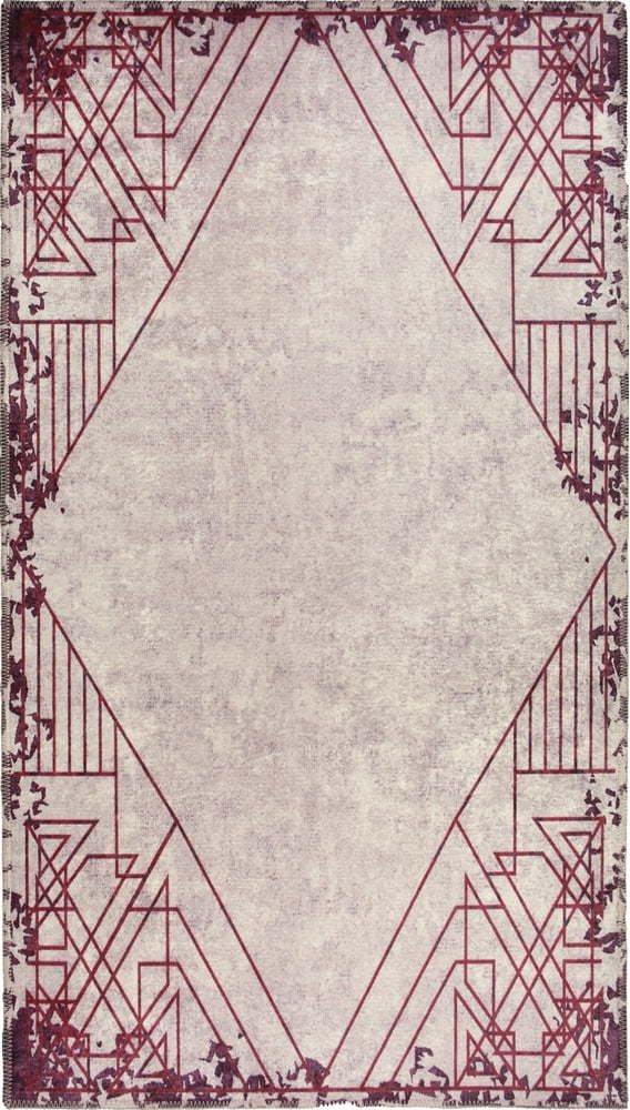 Červeno-krémový pratelný koberec běhoun 200x80