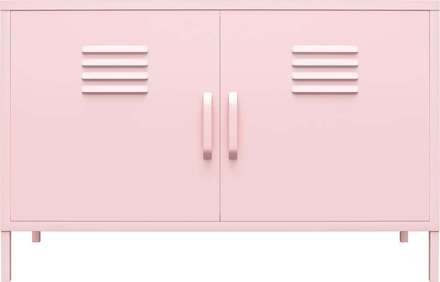 Růžová kovová skříňka 100x64 cm