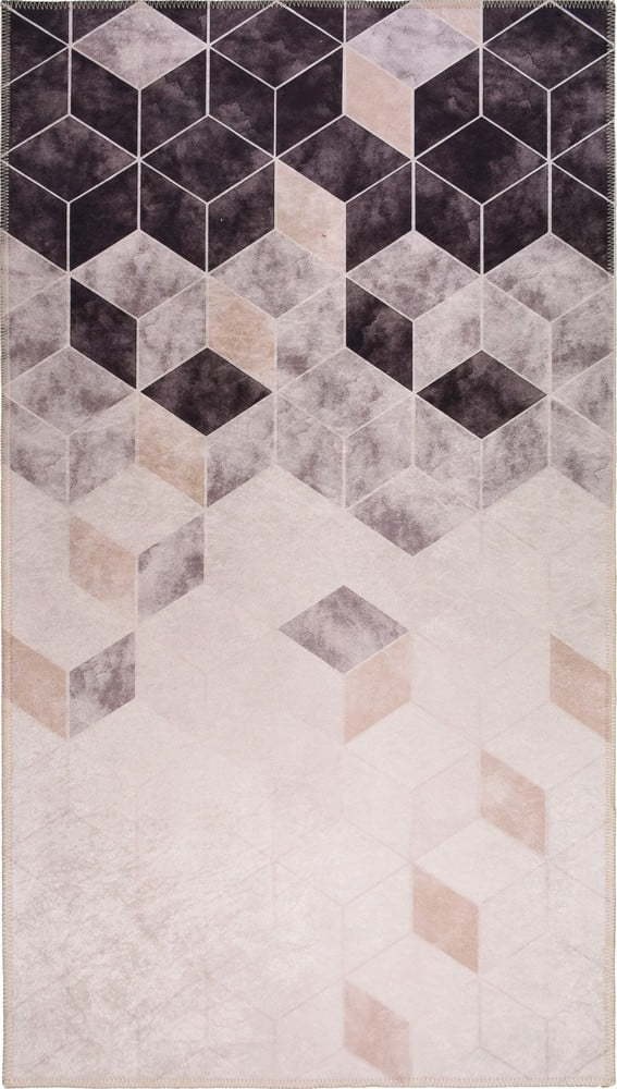 Šedo-krémový pratelný koberec 80x50 cm