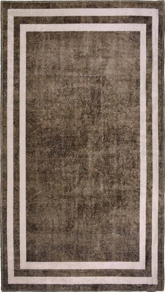 Hnědý pratelný koberec běhoun 200x80