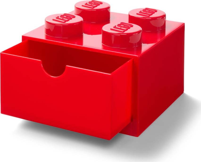 Červený stolní box se zásuvkou