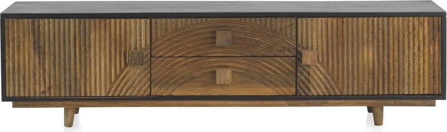 Černý/přírodní TV stolek z mangového dřeva 150x40
