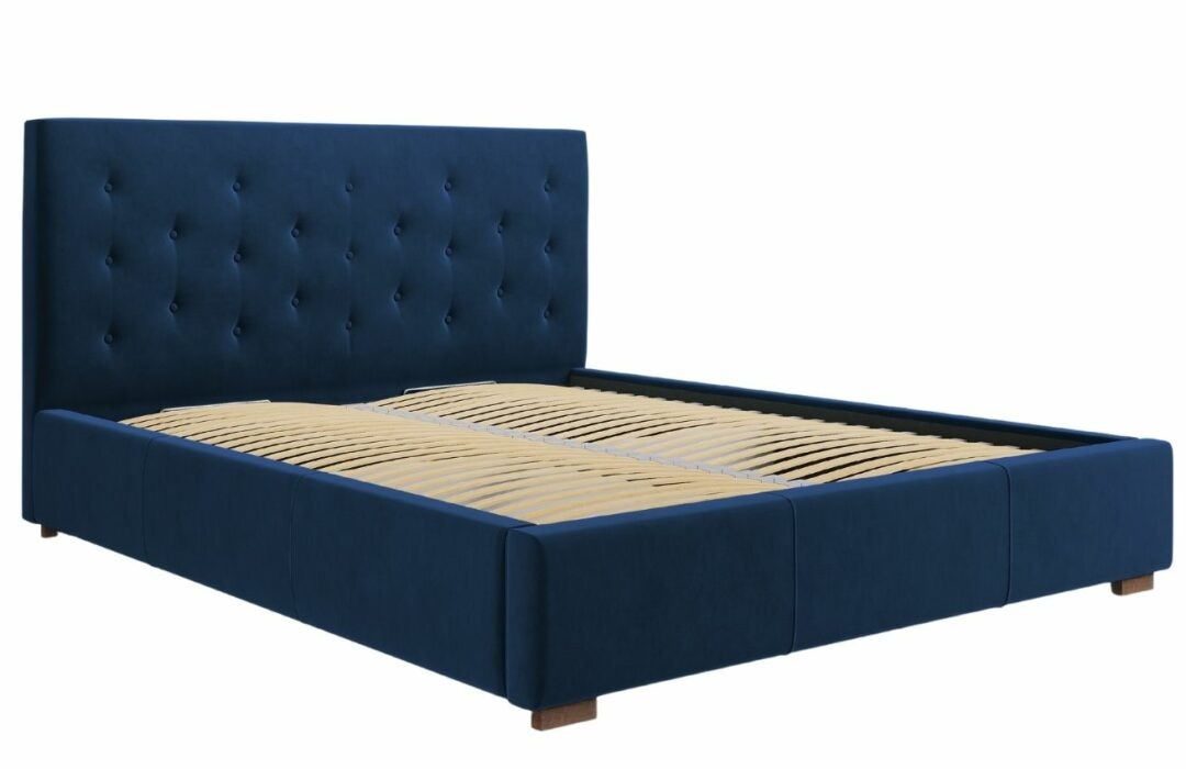 Královsky modrá sametová postel MICADONI SERI