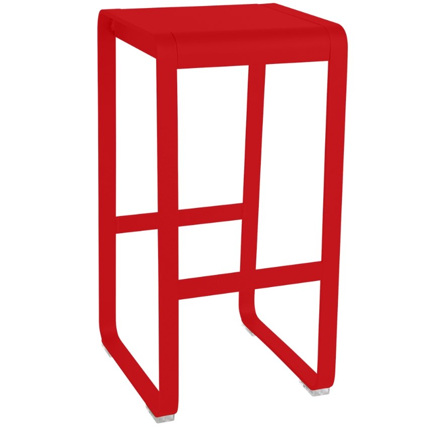 Makově červená hliníková zahradní barová židle