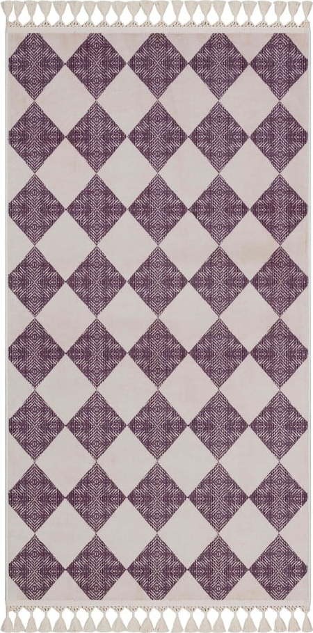 Fialovo-béžový pratelný koberec 200x100 cm