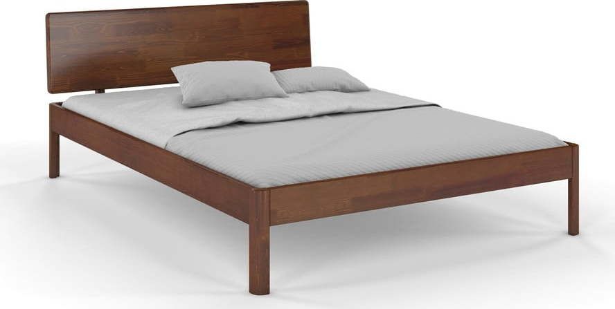 Tmavě hnědá postel z borovicového dřeva 90x200