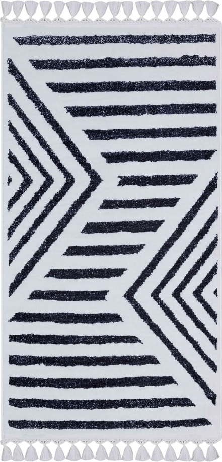 Bílo-modrý pratelný koberec běhoun 200x80