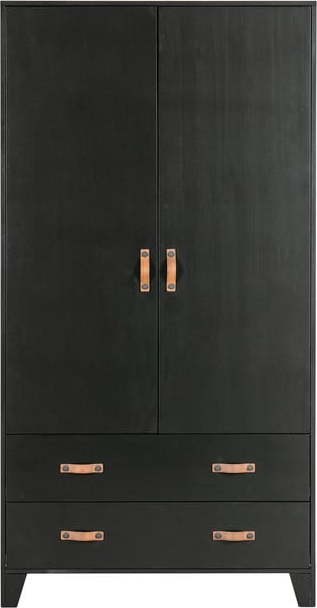 Černá šatní skříň z borovicového dřeva 94x180