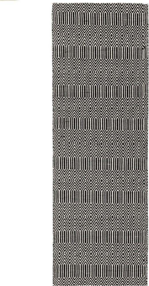 Černý vlněný koberec běhoun 66x200 cm