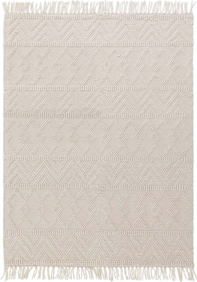 Krémový vlněný koberec 120x170 cm Asra