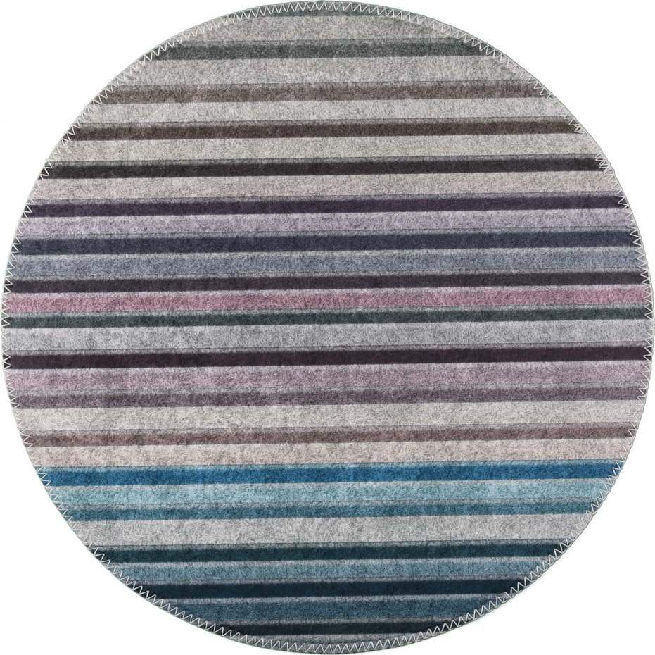 Modro-šedý pratelný kulatý koberec ø 100