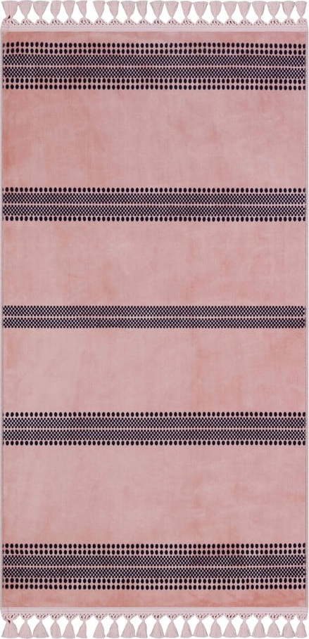 Růžový pratelný koberec běhoun 300x100