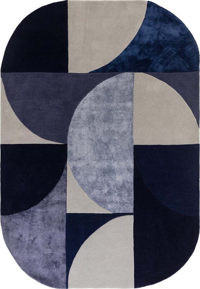 Tmavě modrý vlněný koberec 160x230 cm
