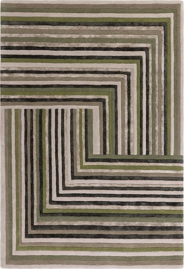 Zelený vlněný koberec 120x170 cm Network