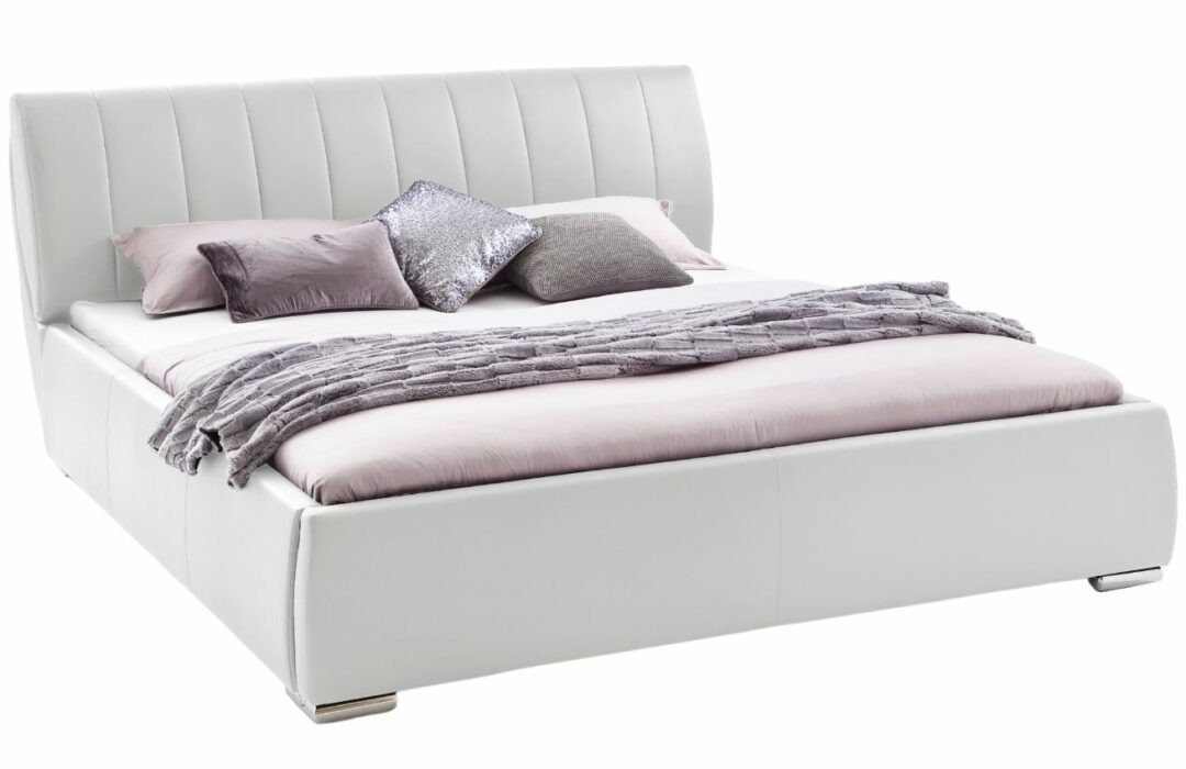 Bílá koženková dvoulůžková postel Meise Möbel Bern 180