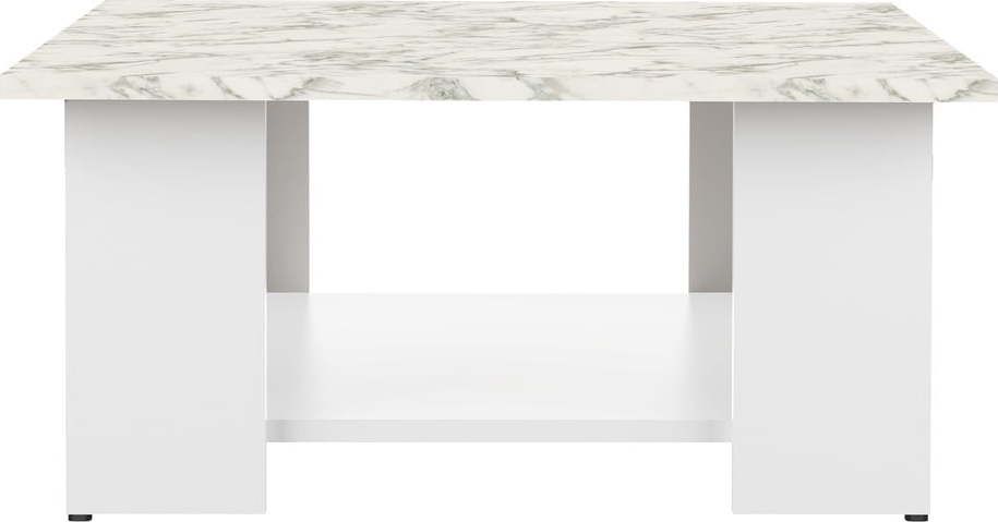 Bílý konferenční stolek s deskou v dekoru mramoru
