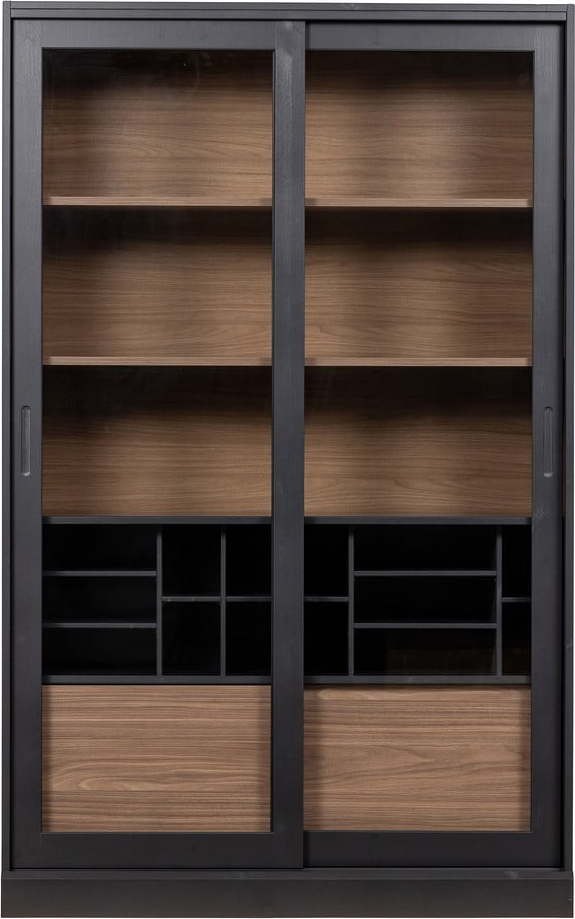 Černá knihovna z borovicového dřeva 125x200