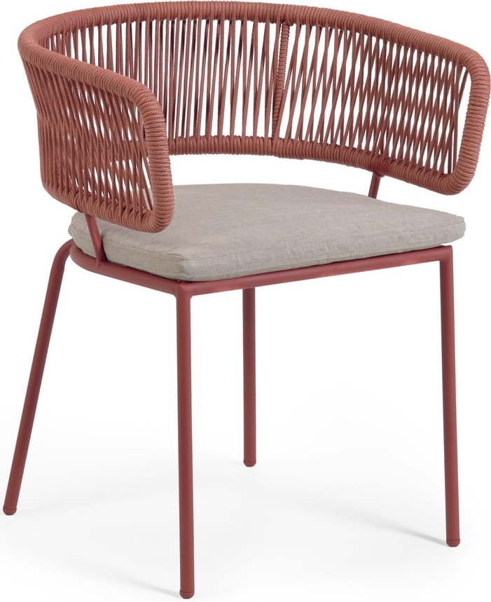 Zahradní židle s ocelovou konstrukcí a hnědým