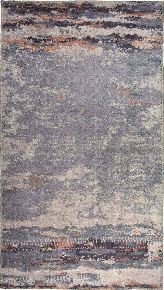 Šedý pratelný koberec běhoun 200x80
