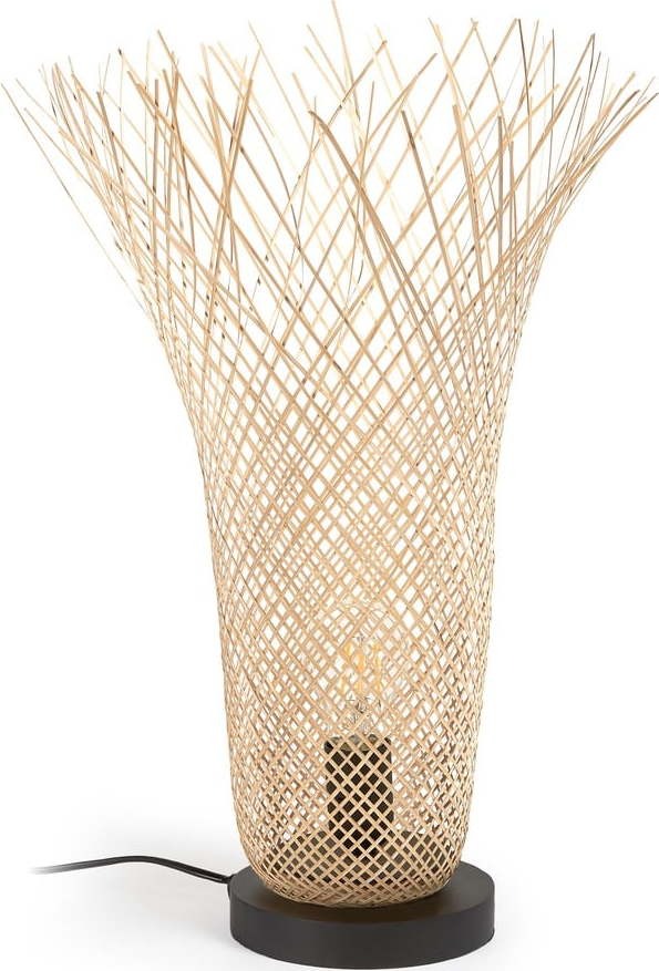 Bambusová stolní lampa v přírodní barvě s bambusovým stínidlem