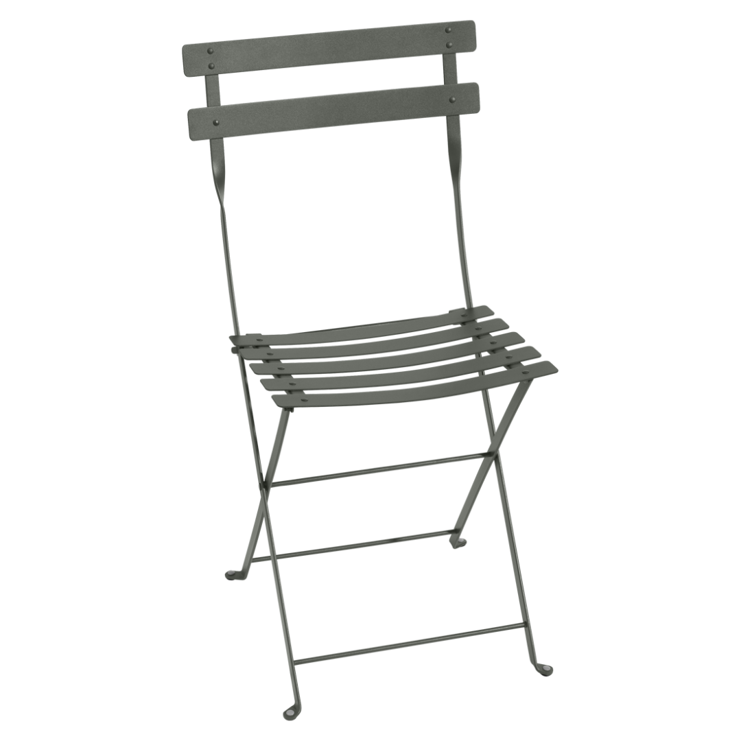 Šedozelená kovová skládací židle