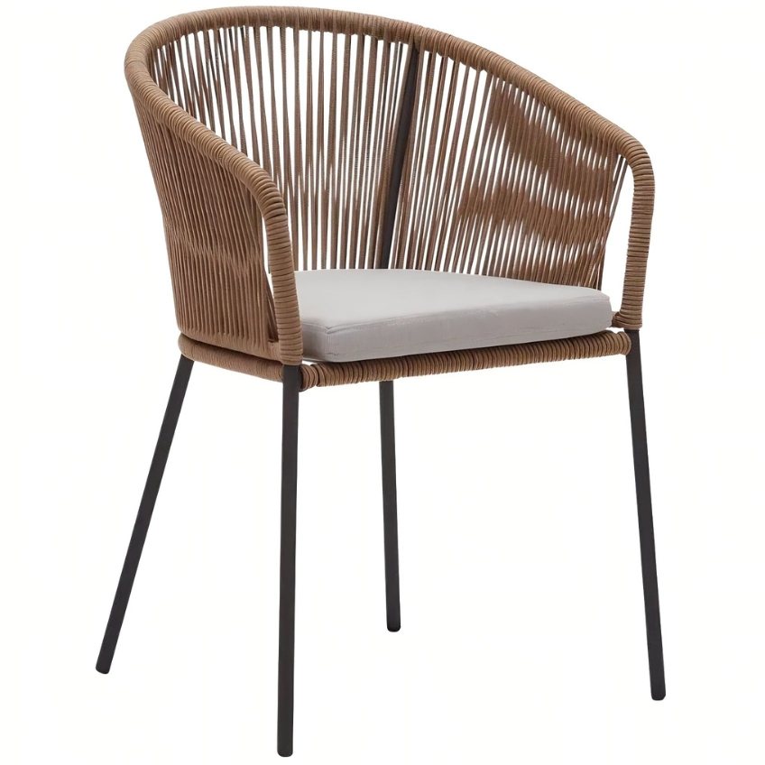 Béžová pletená jídelní židle Kave
