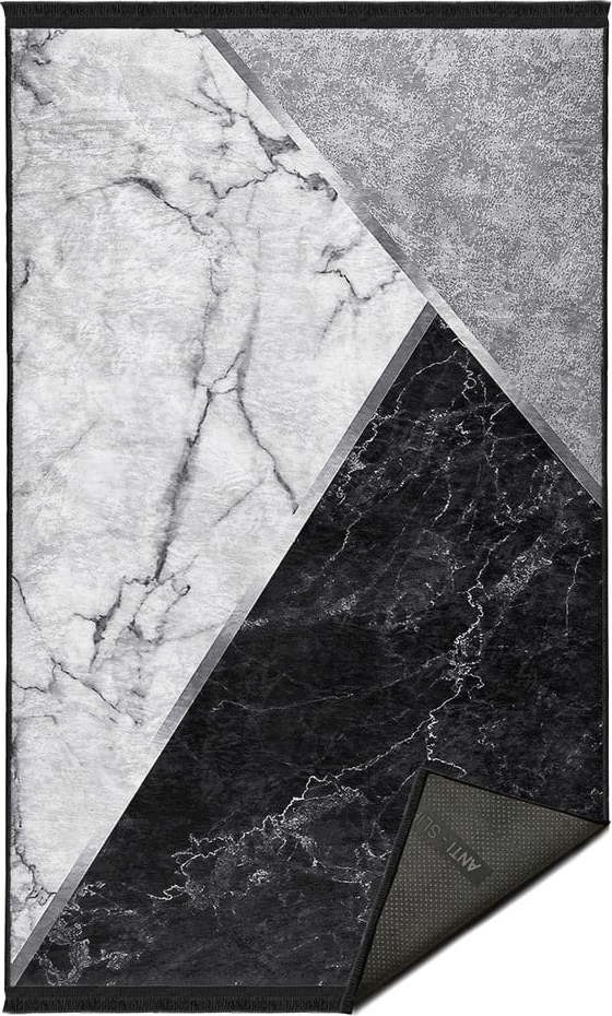Bílo-černý koberec běhoun 80x200 cm