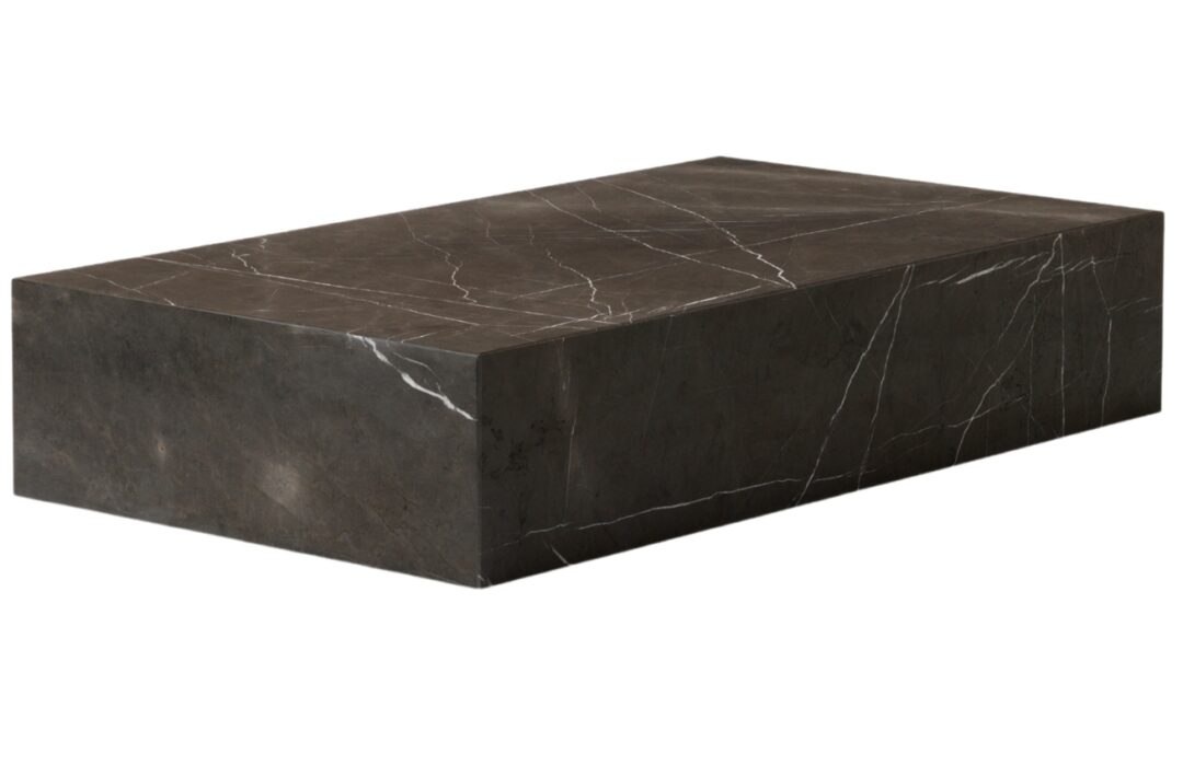 Hnědo šedý mramorový konferenční stolek AUDO PLINTH