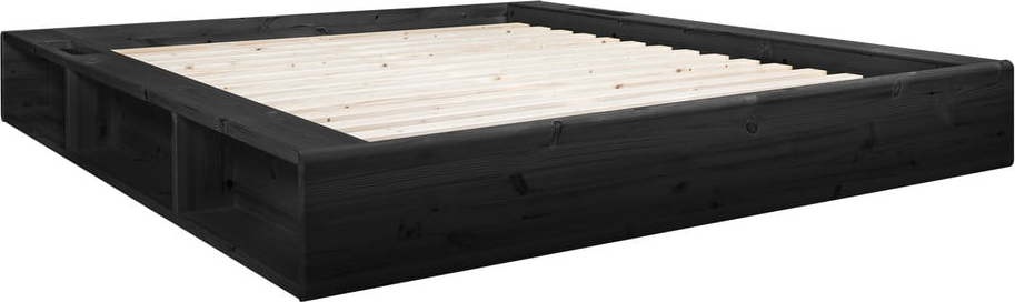 Černá dvoulůžková postel s roštem 180x200 cm
