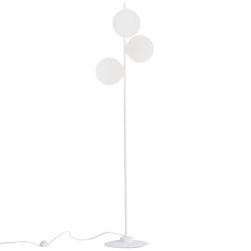 Nordic Design Bílá skleněná stojací lampa