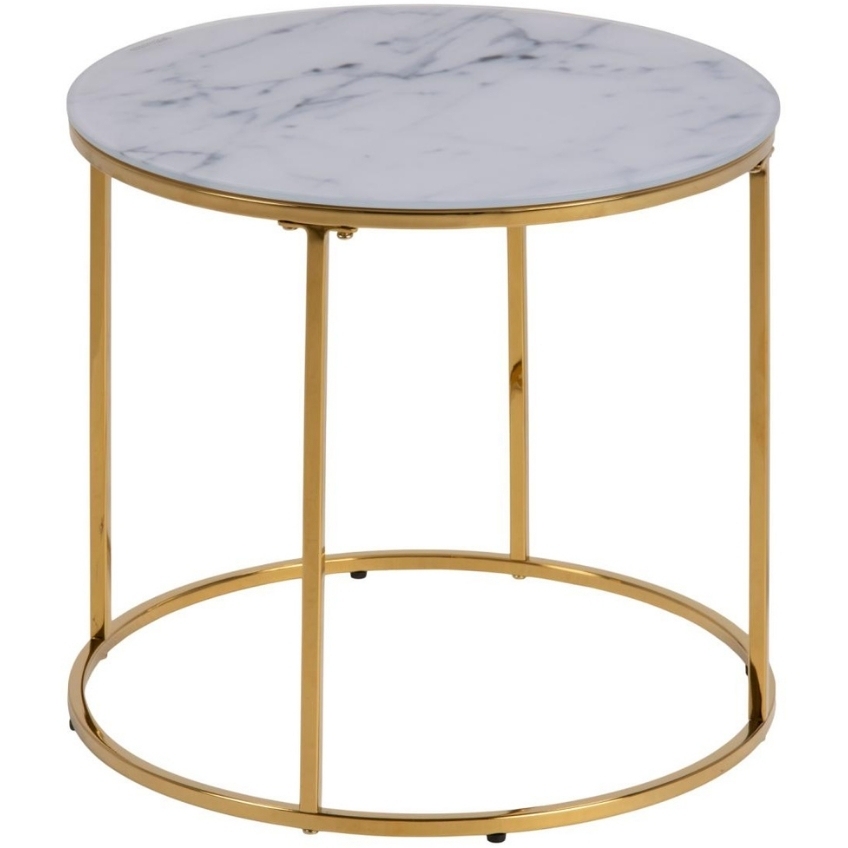 Scandi Bílo-zlatý skleněný konferenční stolek