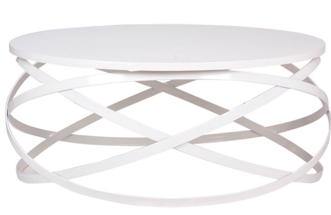 Bílý jasanový konferenční stolek s bílou podnoží