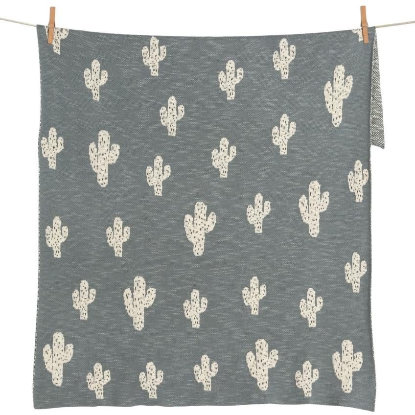 Šedá pletená dětská deka Quax Kaktus