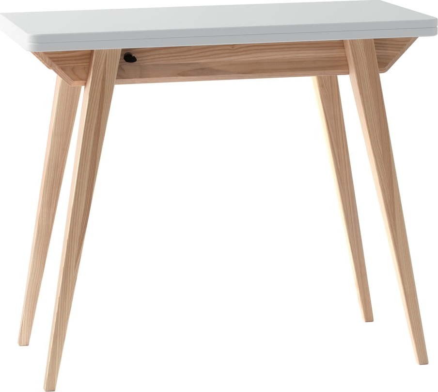 Bílý přírodní konzolový stolek s bílou deskou